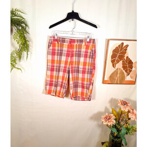 Caribbean Joe Women's Golf Shorts Gray/Pink/Orange Strips Size 8